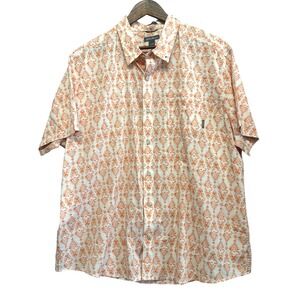 Eddie Bauer Mens 2XL XXL Classic Fit Short Sleeve Button Up Shirt Geometric AOP